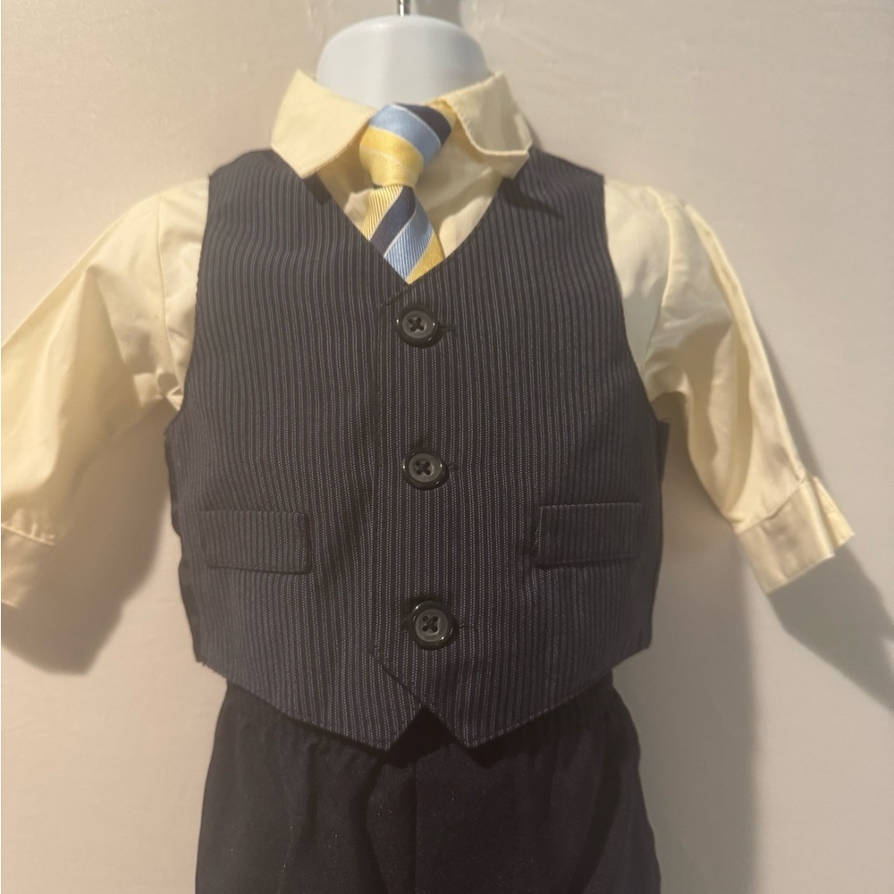 Children's Dockers navy blue Vest and Yellow Shirt Set 3 to 6 months